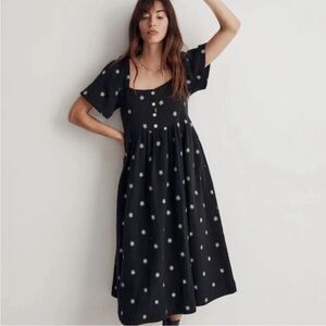 Madewell Black Floral Midi Dress